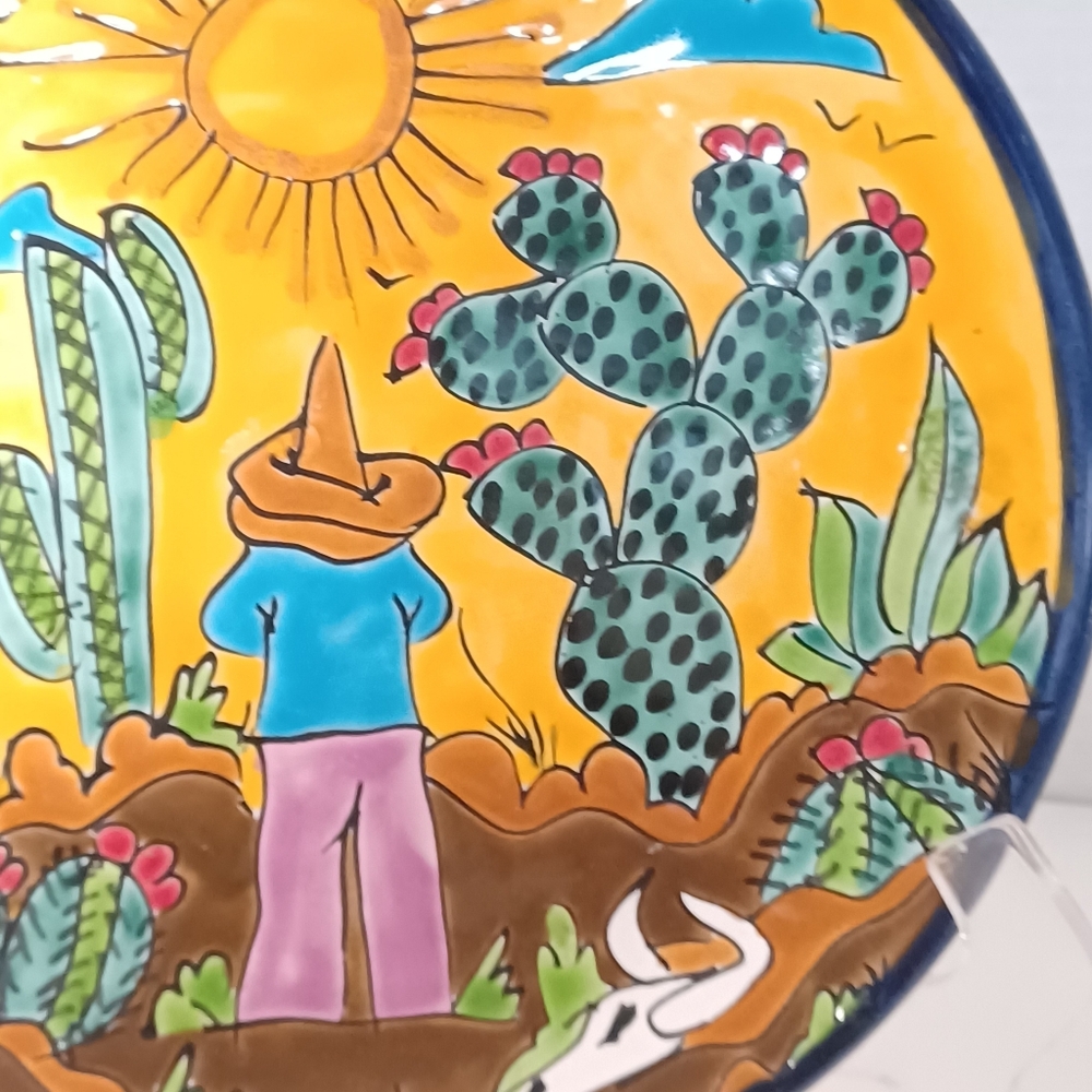 Talavera Mexican Pottery Plate 11.75" Artisan Hand Painted, Signed, Lead-Free - Picture 3 of 7